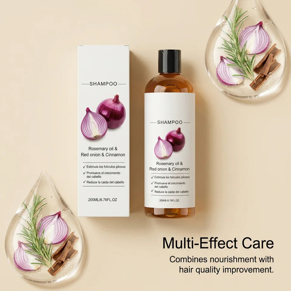 Anti-Frizz Density Shampoo Gentle Rosemary Red Onion Oil Balances Oil Without Over-Drying Smooth Shiny Fluffy Hair Care Shampoo