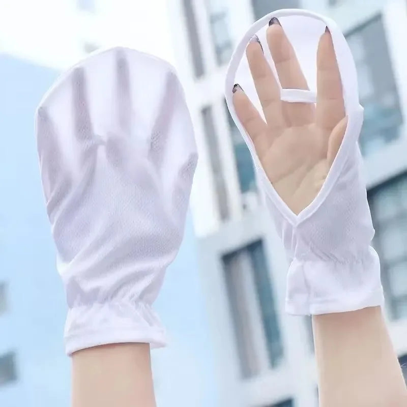 1/2pairs Driving Sun Protection Gloves Women Outdoor Cycling UV Resistant Gloves Breathable Fabric Anti-slip Horseshoe Sleeves