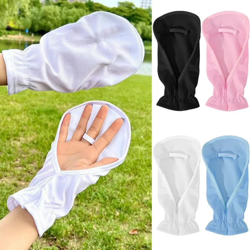 1/2pairs Driving Sun Protection Gloves Women Outdoor Cycling UV Resistant Gloves Breathable Fabric Anti-slip Horseshoe Sleeves