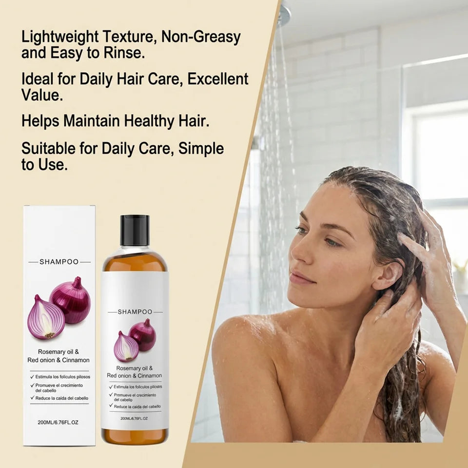 Anti-Frizz Density Shampoo Gentle Rosemary Red Onion Oil Balances Oil Without Over-Drying Smooth Shiny Fluffy Hair Care Shampoo