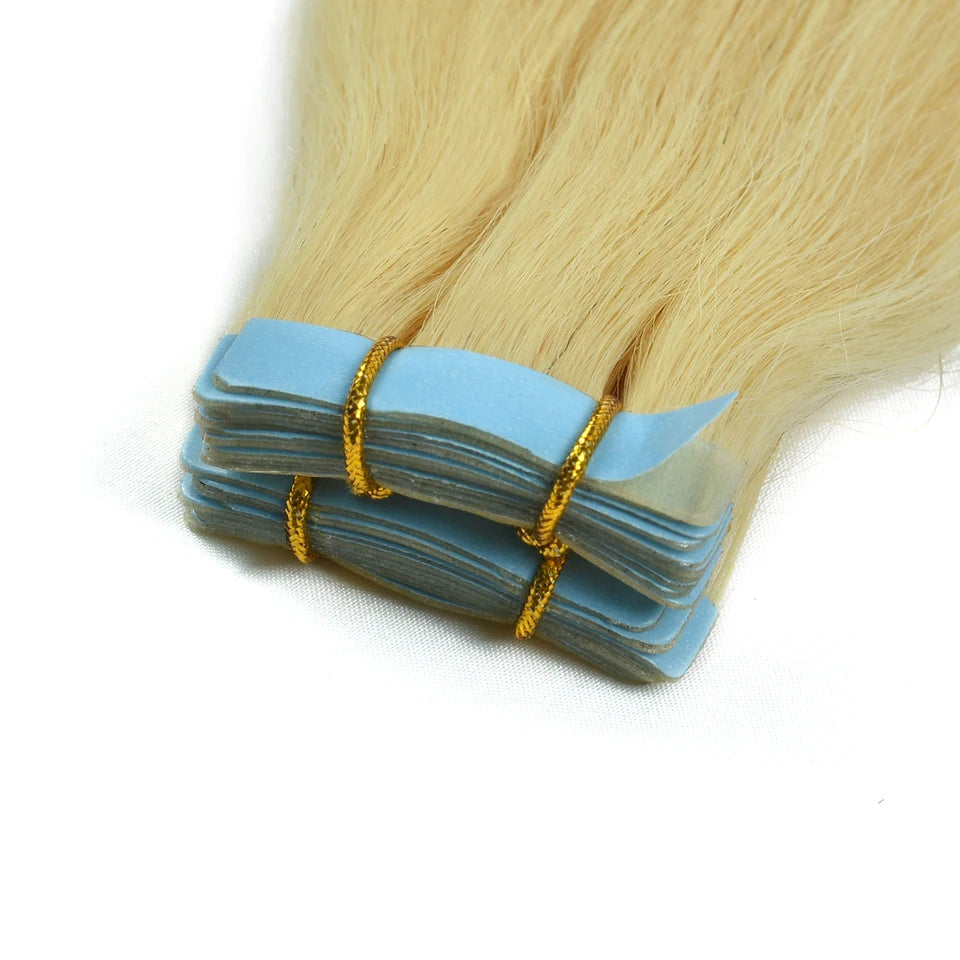 #613 PU Skin Weft Tape Hair Extensions 8"-24" Skin Weft Adhesive Tape Hair Blonde Tape Ons 20pcs Invisible Tape HairUGo