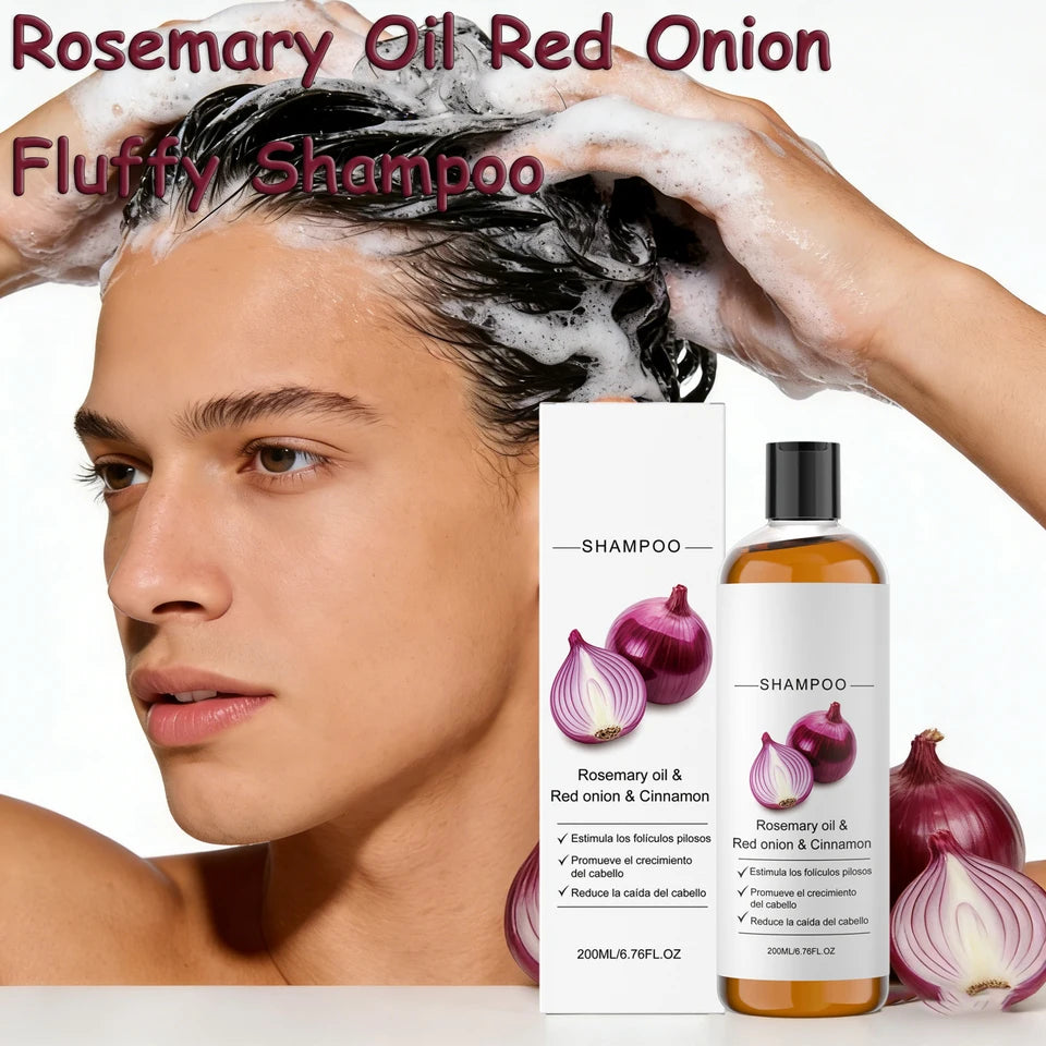 Anti-Frizz Density Shampoo Gentle Rosemary Red Onion Oil Balances Oil Without Over-Drying Smooth Shiny Fluffy Hair Care Shampoo
