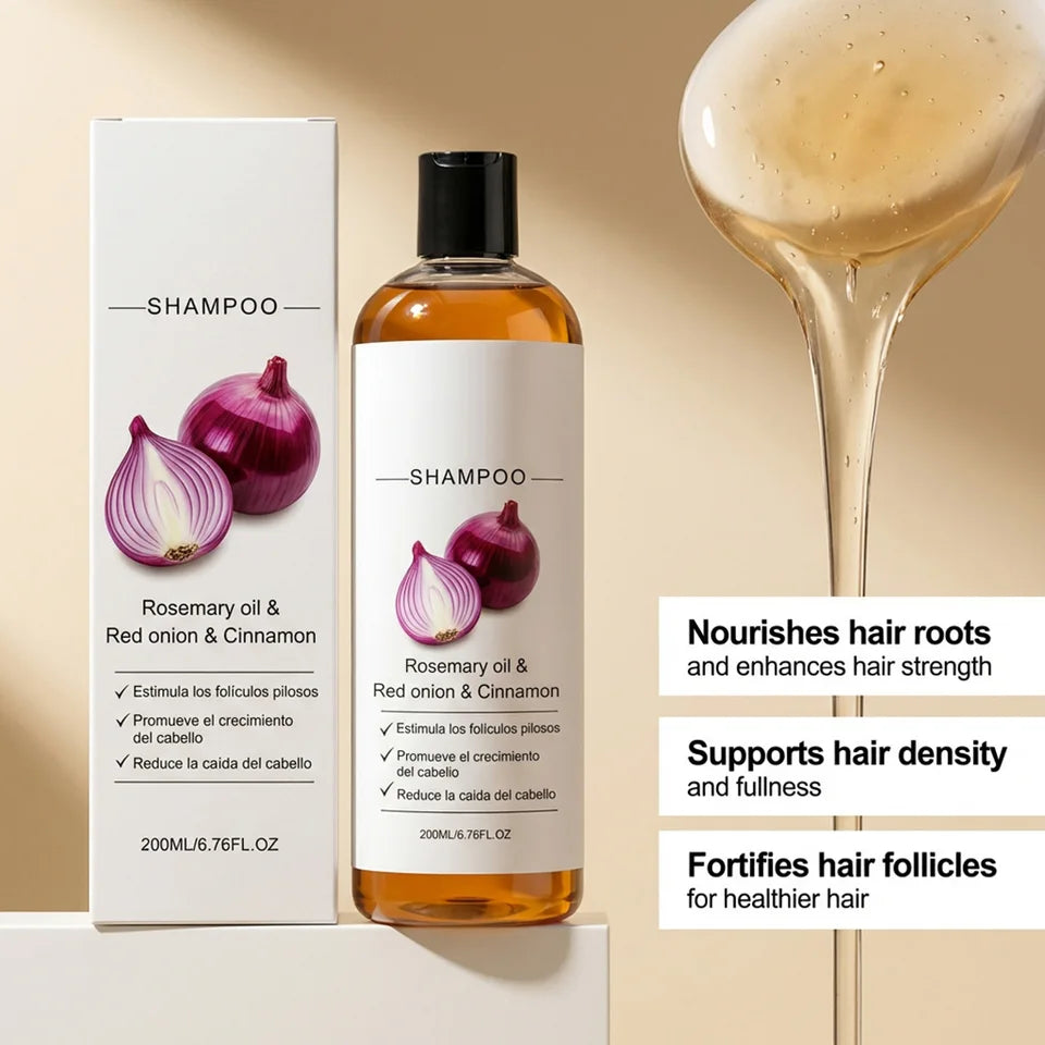 Anti-Frizz Density Shampoo Gentle Rosemary Red Onion Oil Balances Oil Without Over-Drying Smooth Shiny Fluffy Hair Care Shampoo