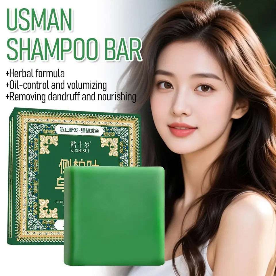 Natural Herbal Shampoo Soap Usman Grass Handmade Soap Hair Nourishing, Oil Control, Strengthen Hair Root Solid Shampoo
