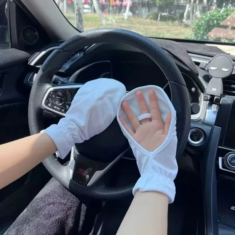 1/2pairs Driving Sun Protection Gloves Women Outdoor Cycling UV Resistant Gloves Breathable Fabric Anti-slip Horseshoe Sleeves