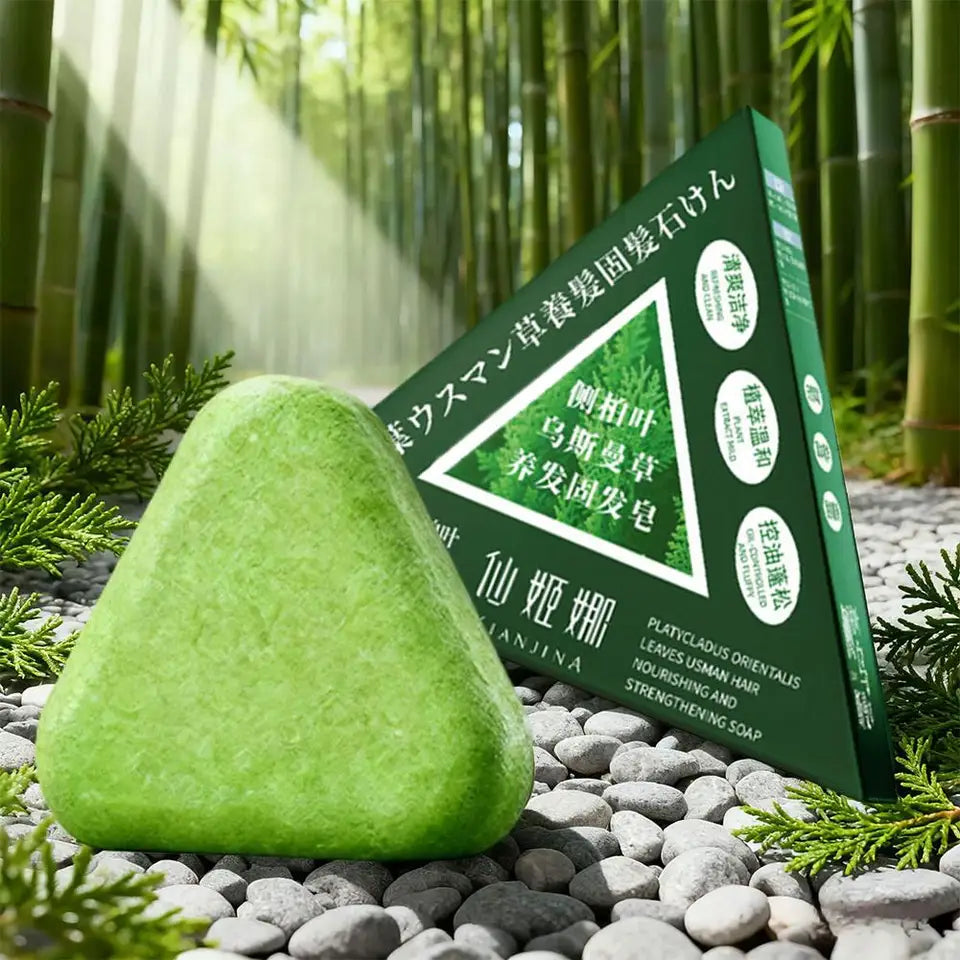 Natural Herbal Shampoo Soap Usman Grass Handmade Soap Hair Nourishing, Oil Control, Strengthen Hair Root Solid Shampoo