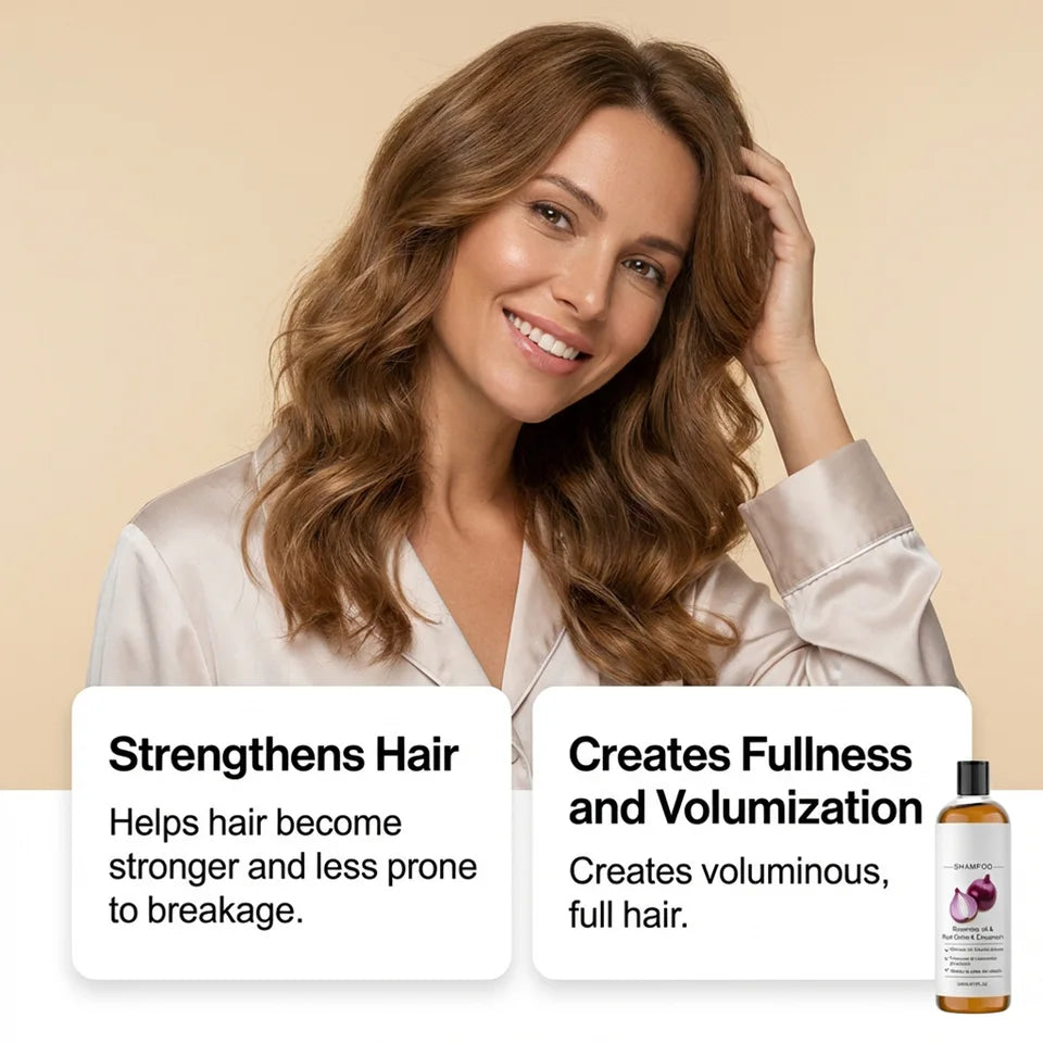 Anti-Frizz Density Shampoo Gentle Rosemary Red Onion Oil Balances Oil Without Over-Drying Smooth Shiny Fluffy Hair Care Shampoo